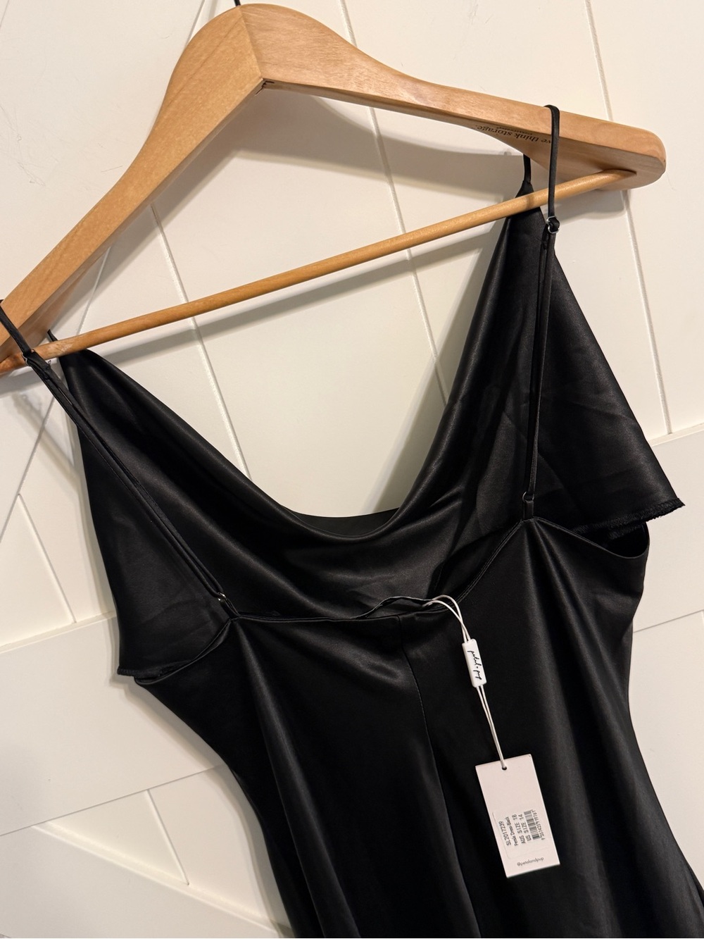 New Petal & Pup Persia Black Satin Dress Women’s 14 Silky Sleek Date Night Event - Picture 9 of 14